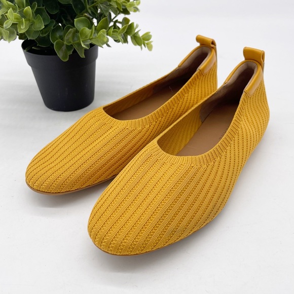Everlane Womens The Day Glove in ReKnit Mustard Yellow Flats Size 7.5 Balletcore - Picture 2 of 12